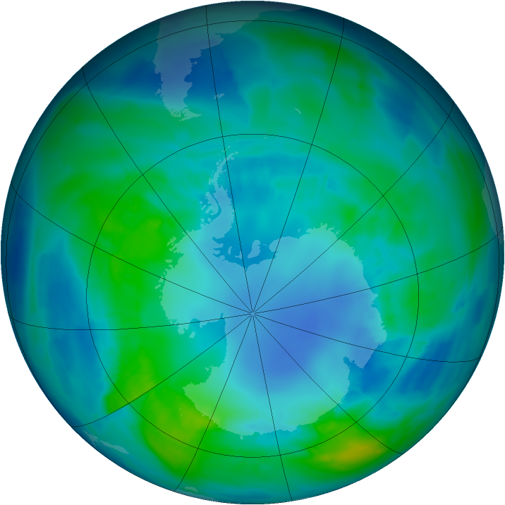 Antarctic ozone map for 18 April 2013